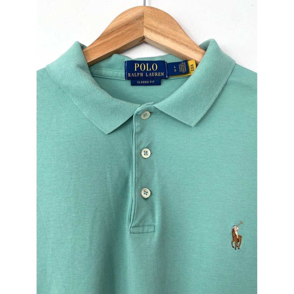 Polo by Ralph Lauren Seafoam Green Short Sleeve Polo Shirt Sz L Multicolor Pony